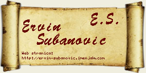 Ervin Subanović vizit kartica
